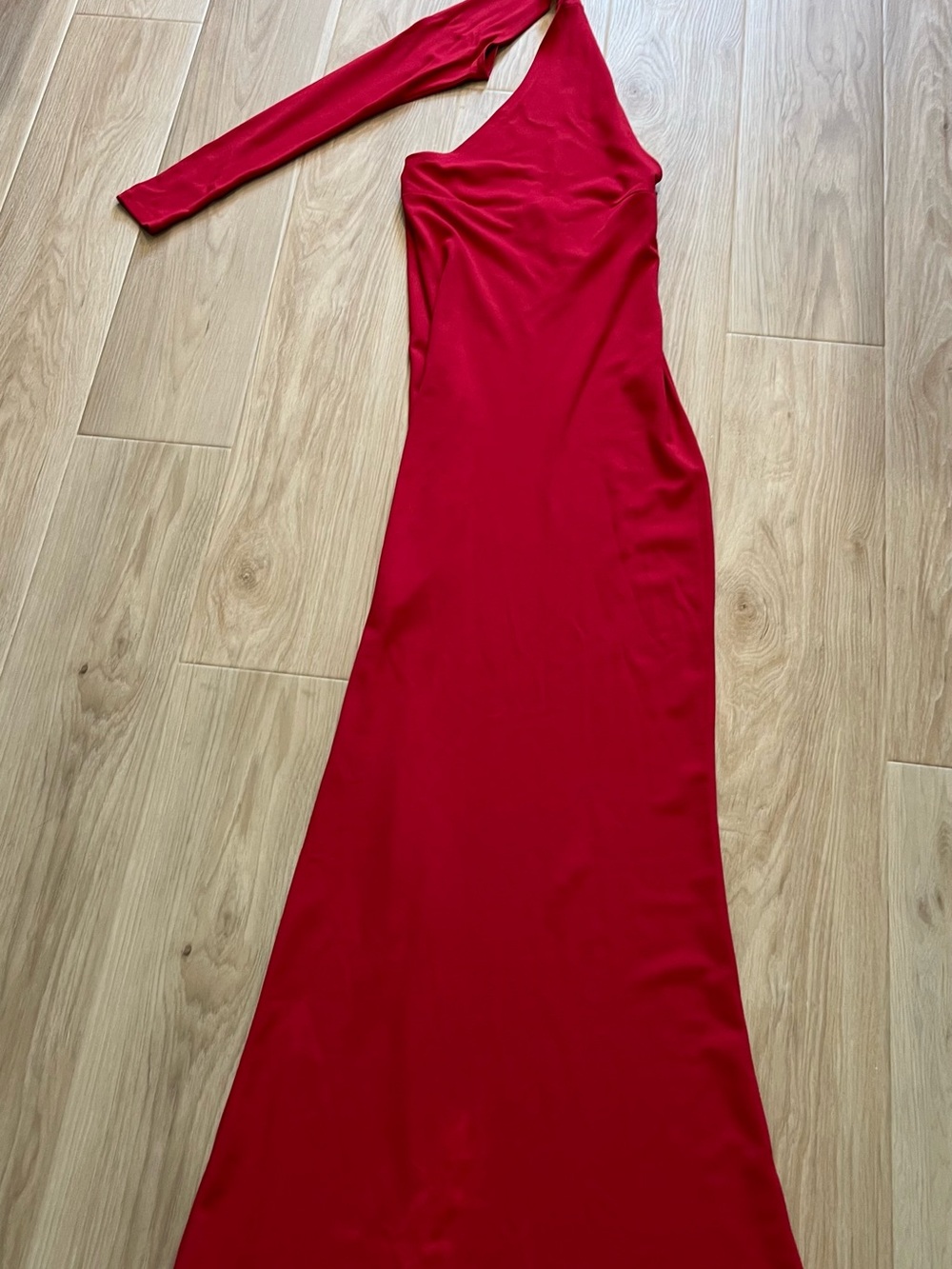 Marcella Manhattan Red One-Shoulder Long Evening Dress